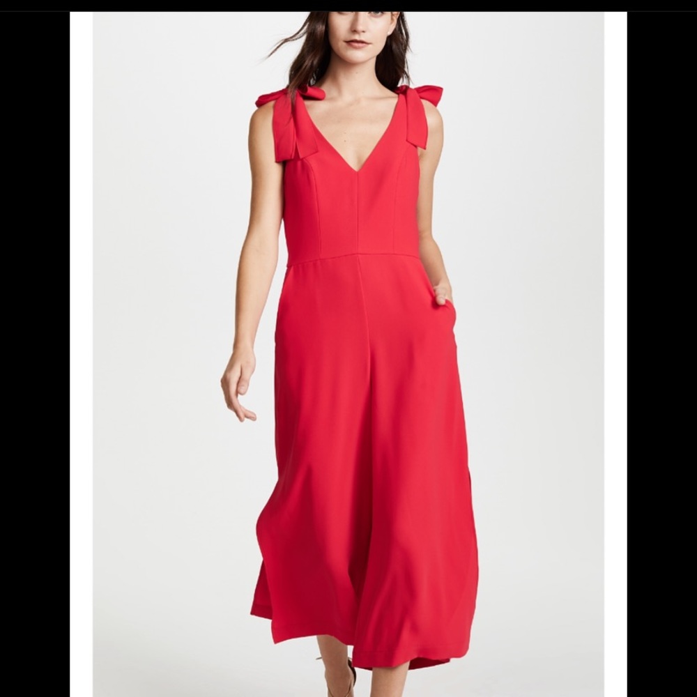 Amanda Uprichard Iris Jumpsuit Red w bows